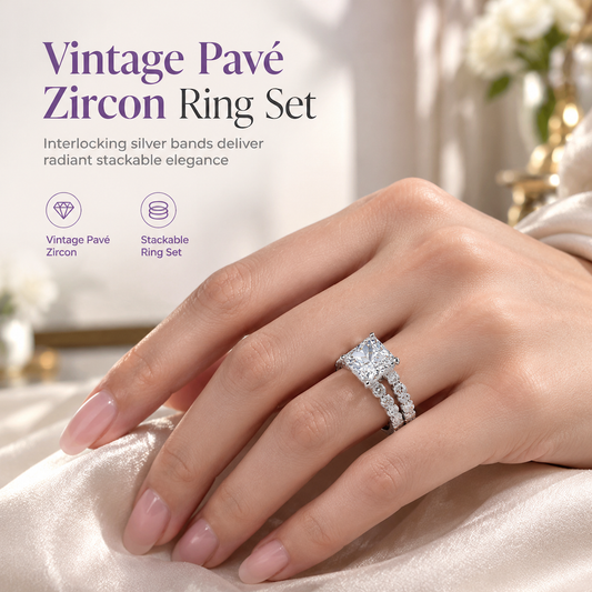 💍 50% RABATT! ✨ Vintage Zirkon-Ring-Set – Stapelbar, funkelnd & rhodiniert, US 5–9 ✨
