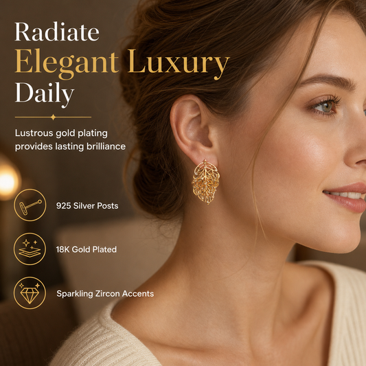 💎 50% RABATT! ✨ Filigrane Ohrringe mit Blatt-Design – Goldfarben & elegant ✨