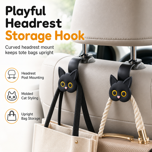 🐱 50% RABATT! 🚗 Auto-Kopfstützenhaken im Katzen-Design – 2er-Set für Taschen ✨