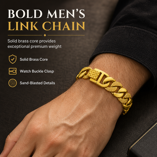 💎 50% RABATT! ✨ Herren-Armband im Sandgold-Stil – Matt sandgestrahlt & Uhrverschluss ✨